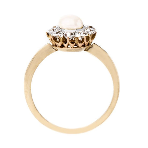 Old Mine Cut Diamond and Pearl Ring | Winterplace from Trumpet & Horn