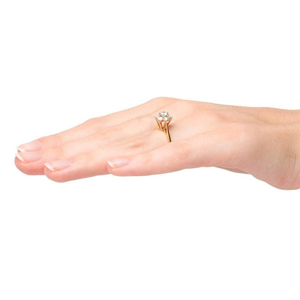 Vintage Diamond Cluster Engagement Ring | Retro Inexpensive Flower Wedding Ring | Woodstock