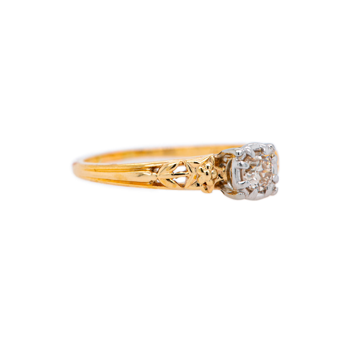 Lily Detailed Retro Two-Tone Engagement Ring | Yucca Valley