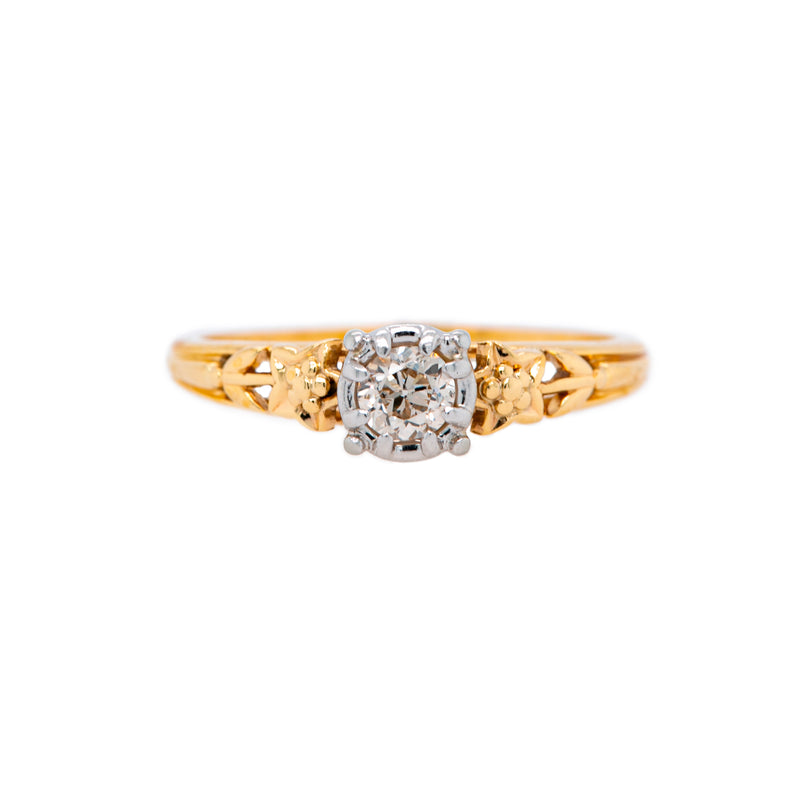 Lily Detailed Retro Two-Tone Engagement Ring | Yucca Valley